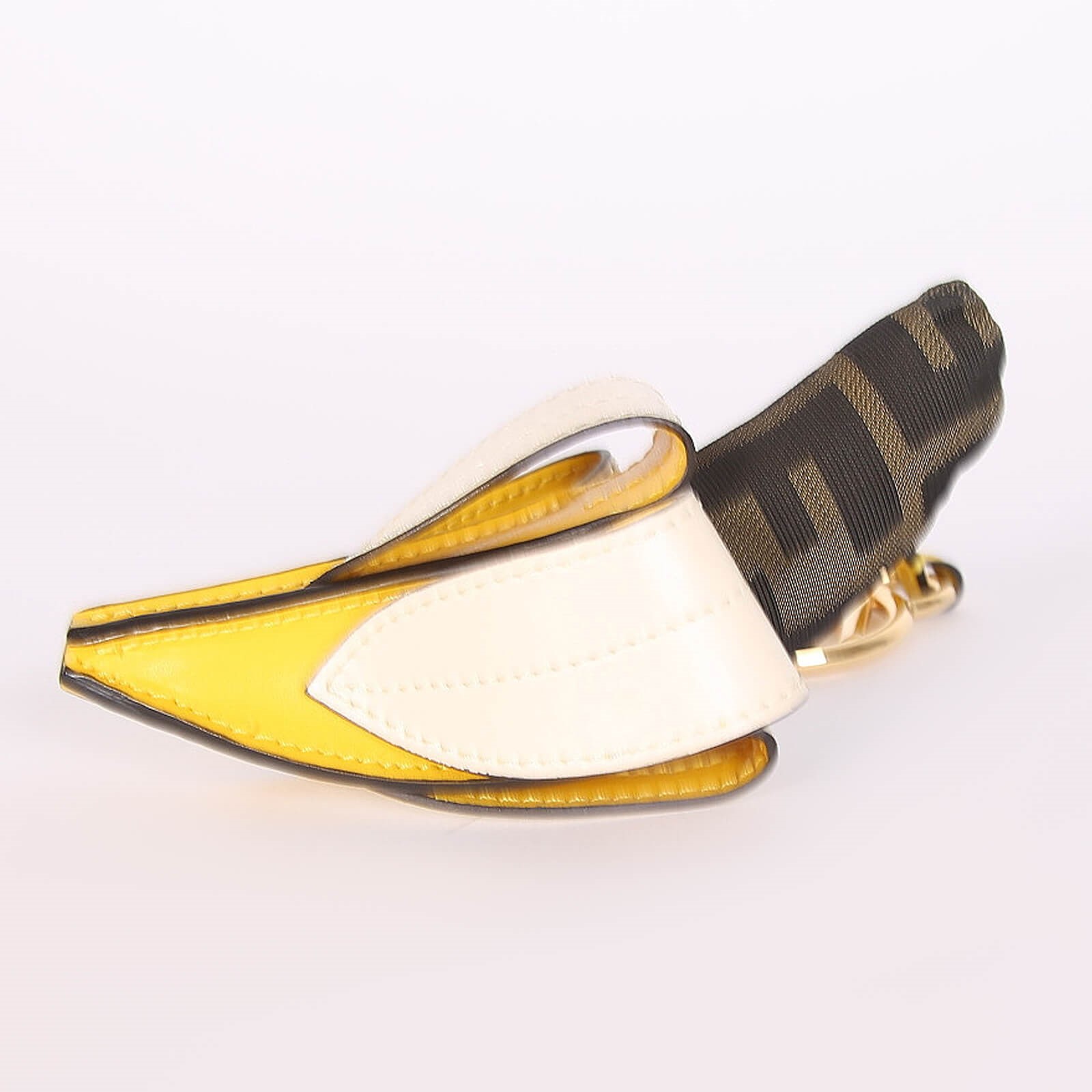 Fendi Banana Leather Jacquard Bag Charm Yellow www.luxurybags.eu