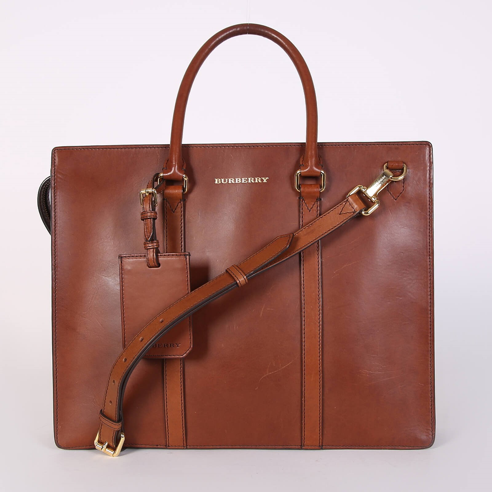 Burberry Ambrose Smooth Leather Briefcase Brown www.luxurybags.eu