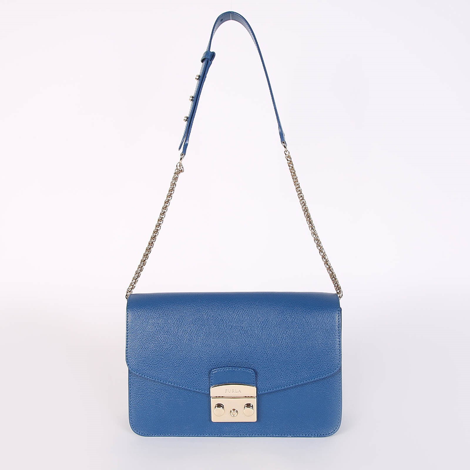 Furla Metropolis Medium Leather Shoulder Bag Blue www