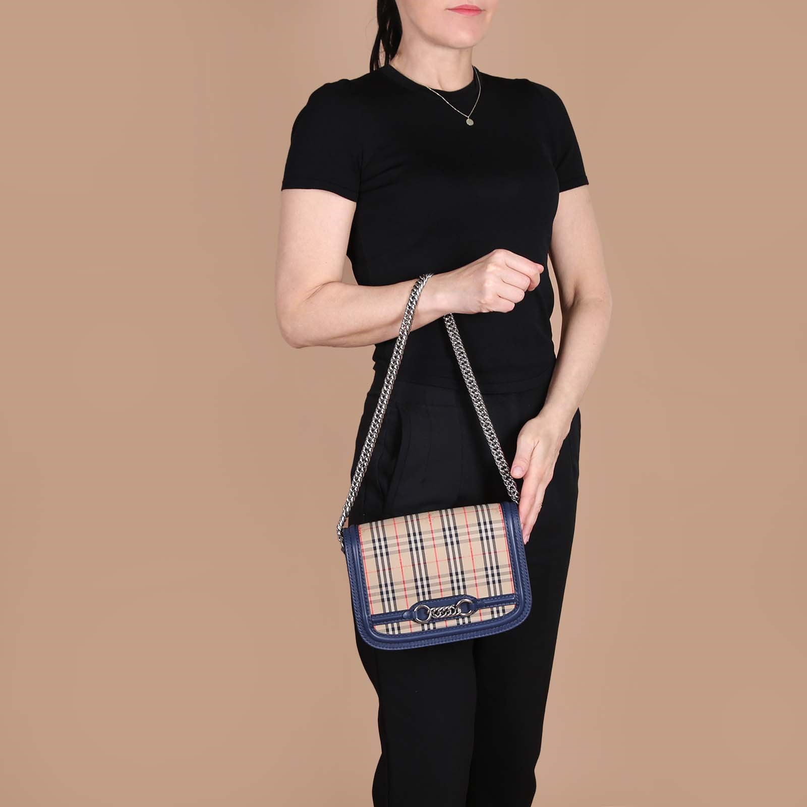 The 1983 check link bag with leather trim sale