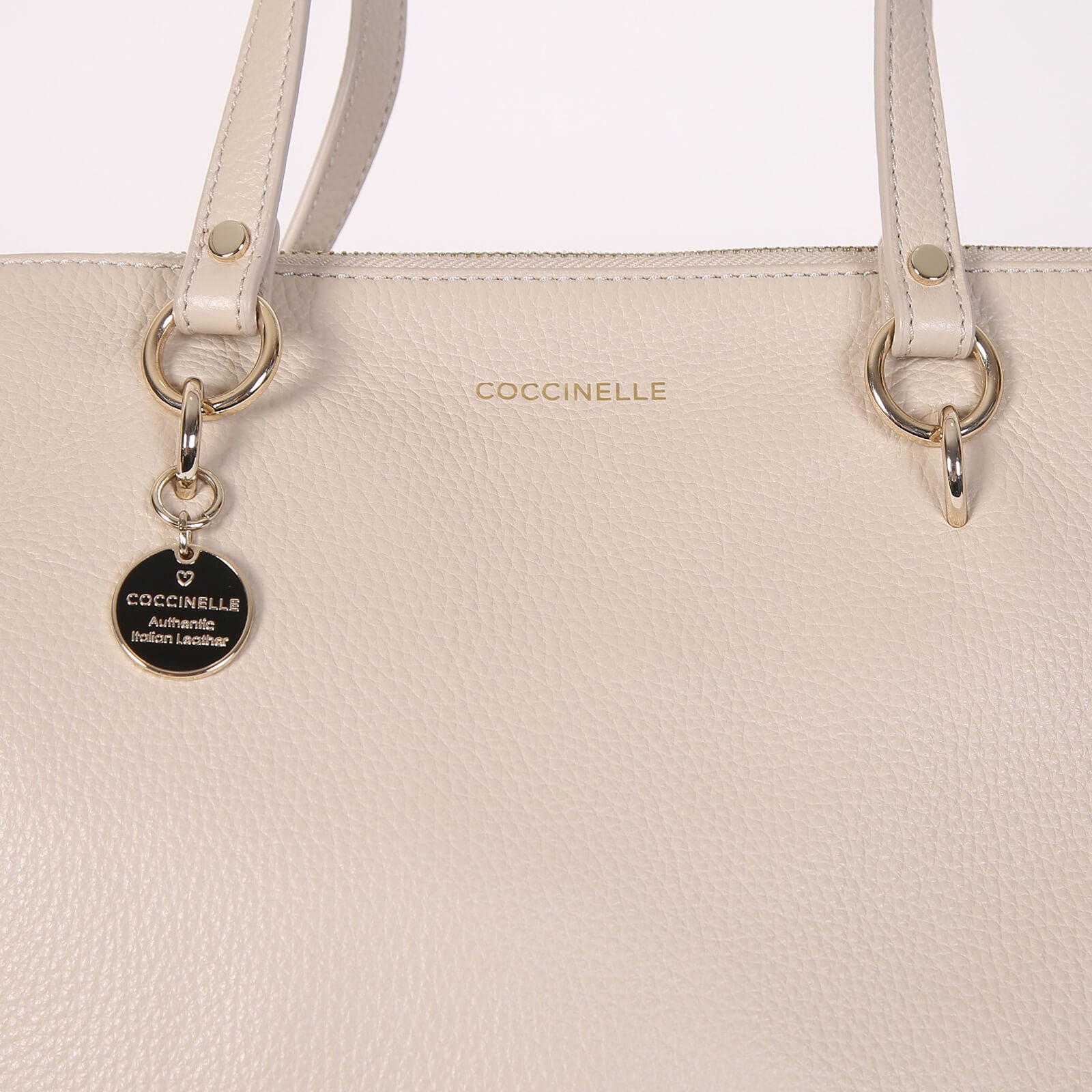 Coccinelle Alpha Natural Grain Calfskin Shopper Cream www