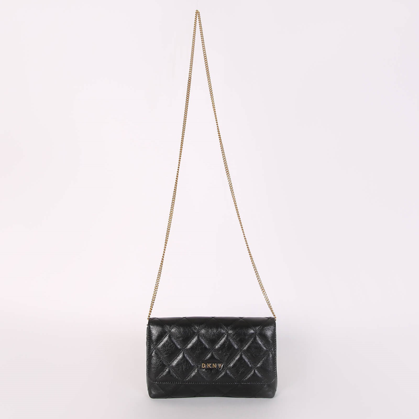 DKNY Quilted Leather Chain Flap Bag Black www.luxurybags.eu