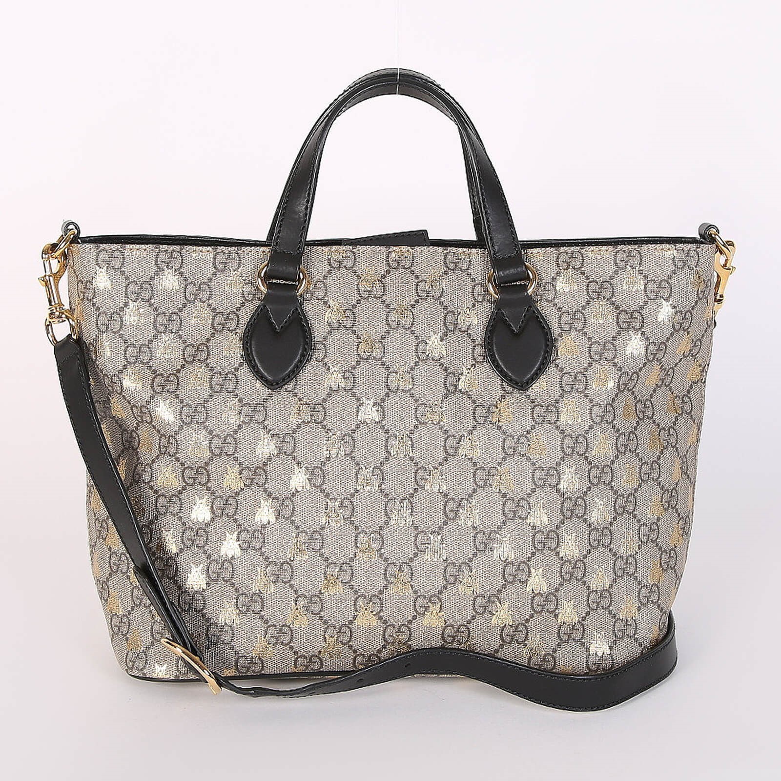 Gucci GG Supreme Bees Tote with Strap Beige www.luxurybags.eu