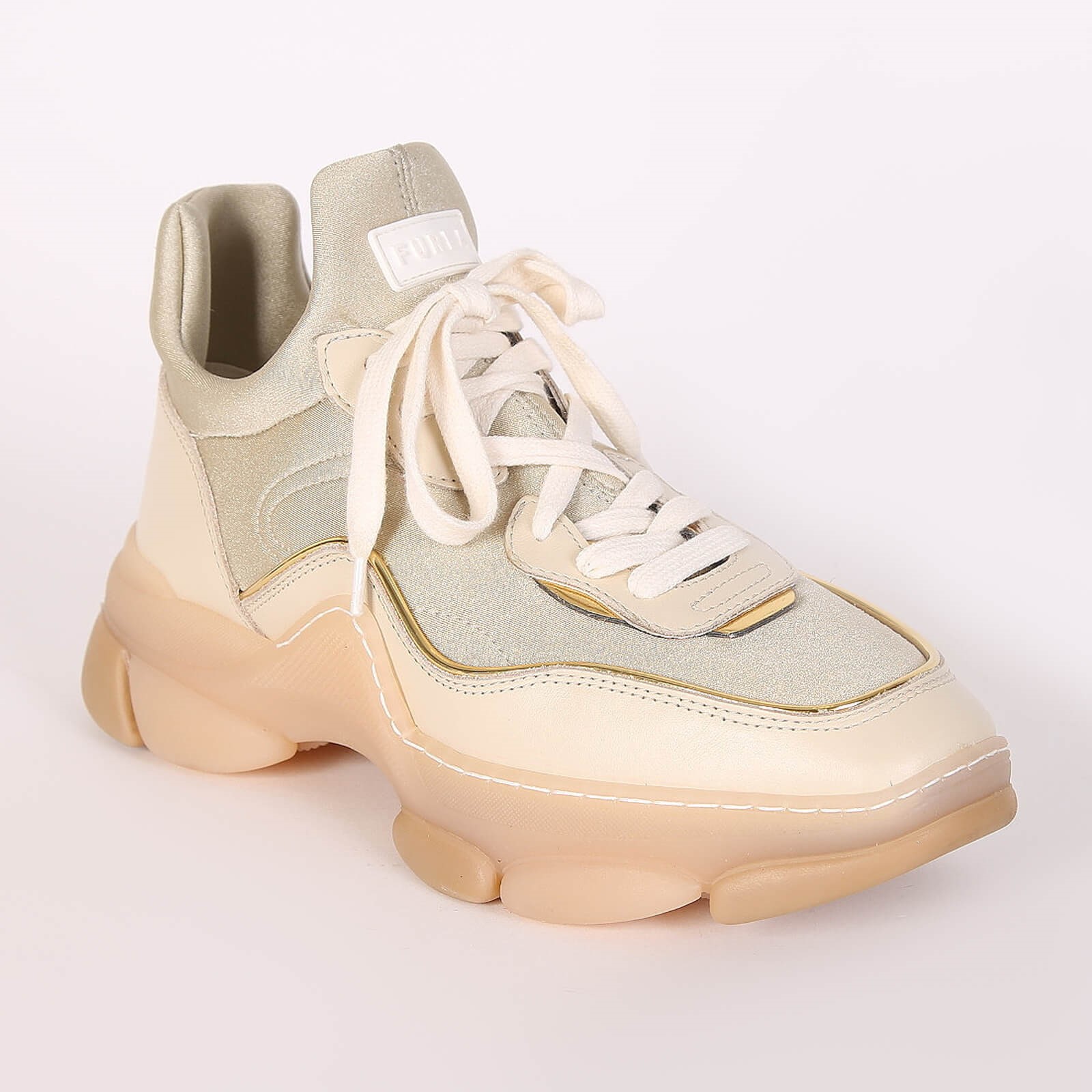 Furla Wonderfurla Stretch Nylon Leather Sneakers Beige 38 www.luxurybags.eu