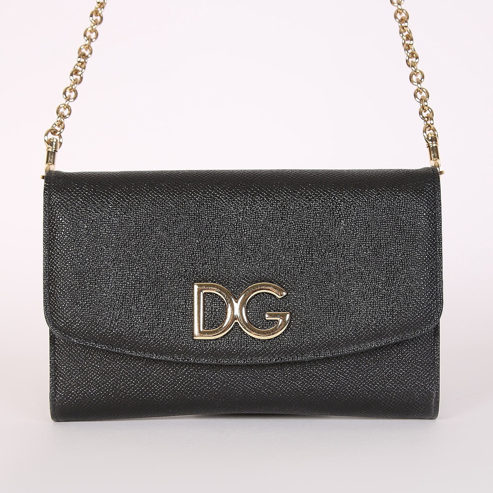 Dolce & Gabbana - DG Logo Dauphine Leather Chain Wallet Black 