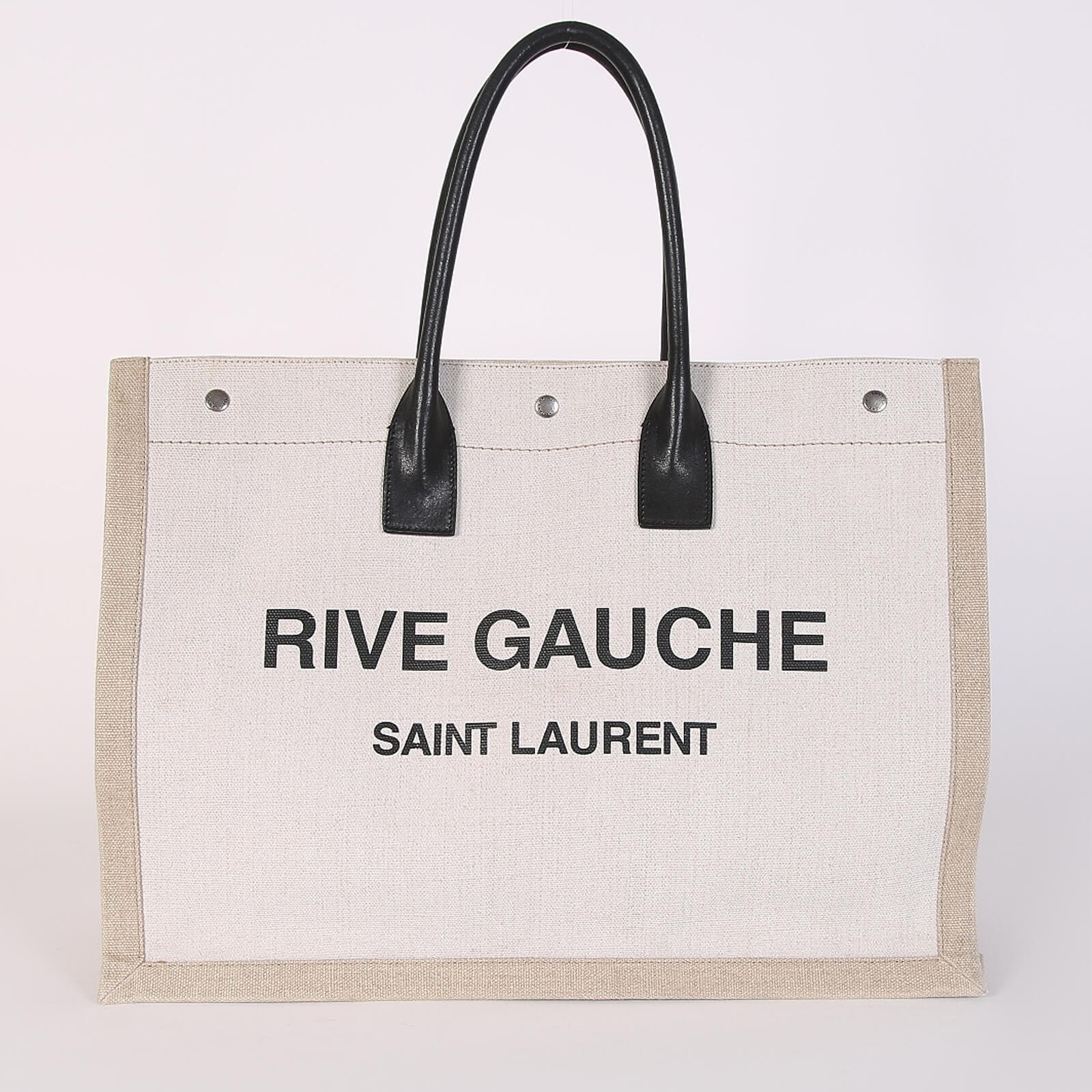 Saint Laurent Men's Rive Gauche Linen and Leather Tote Bag