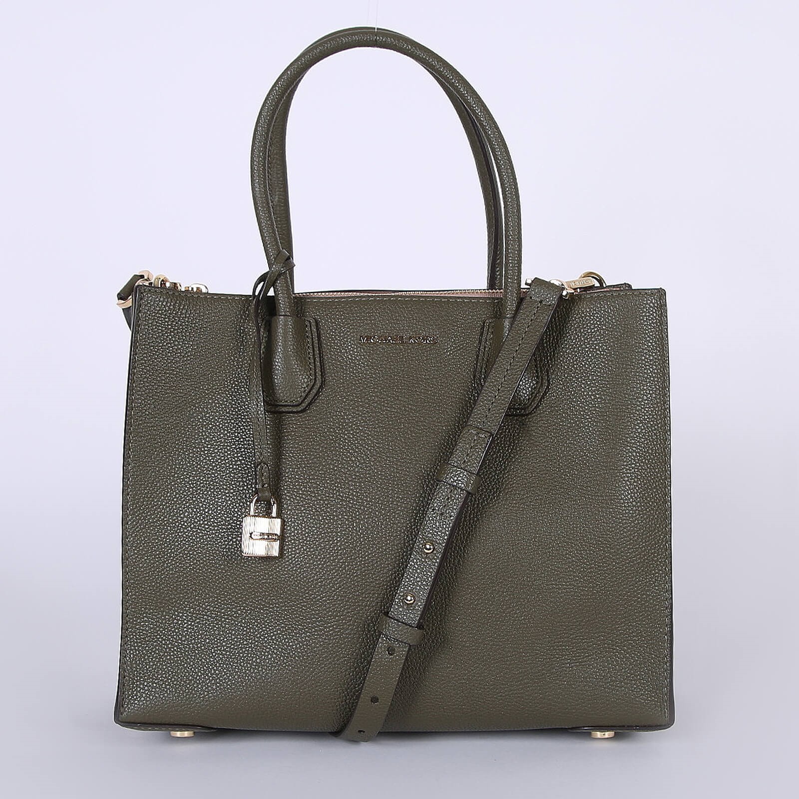 Michael Kors Mercer Large Leather Tote Khaki www.luxurybags.eu