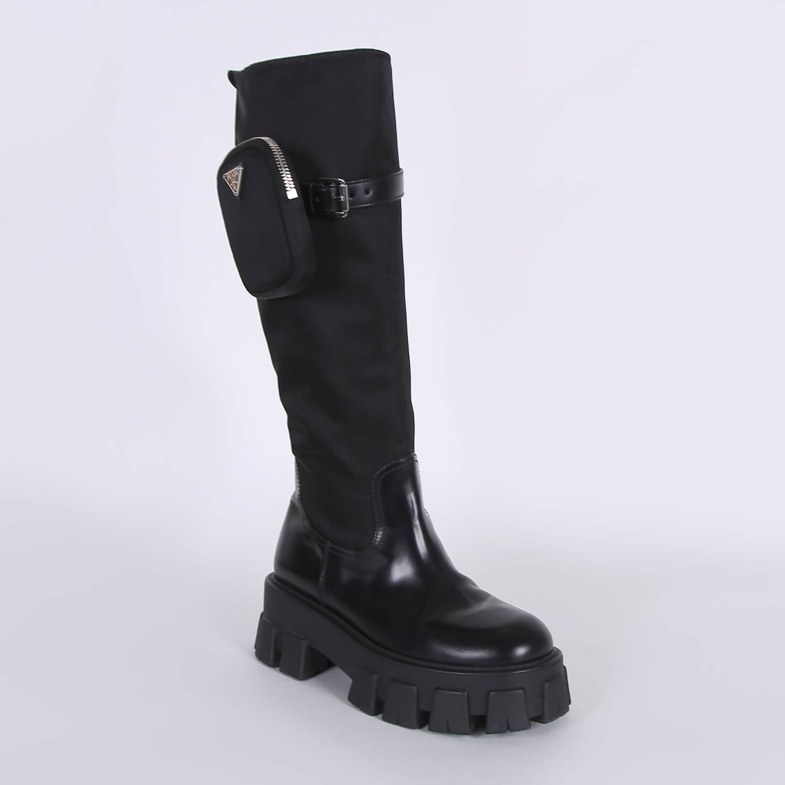 Prada - Monolith Re-Nylon Gabardine Knee High Boots Nero 36,5