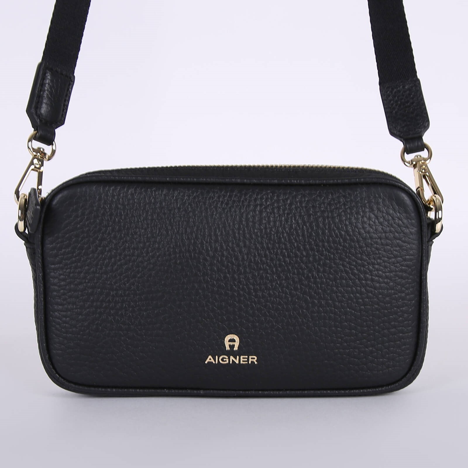 Aigner Ida Phone Leather Pouch With Strap Black www.luxurybags.eu