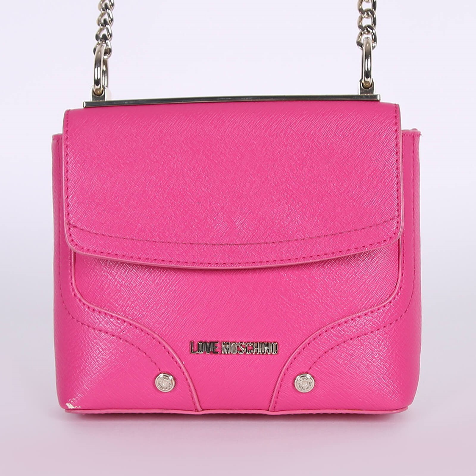 Love Moschino Eco Leather Chain Flap Crossbody Bag Fuchsia www