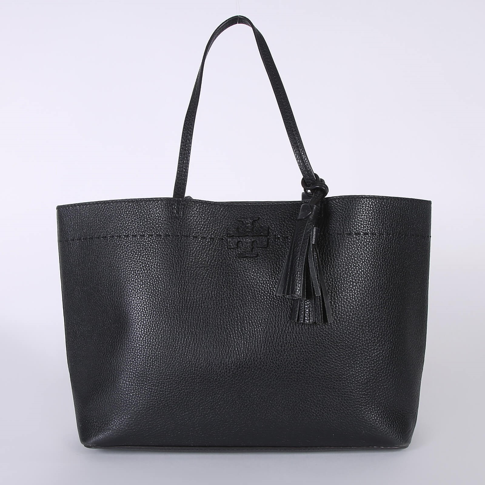 Tory Burch McGraw Pebbled Leather Tote Black www.luxurybags.eu