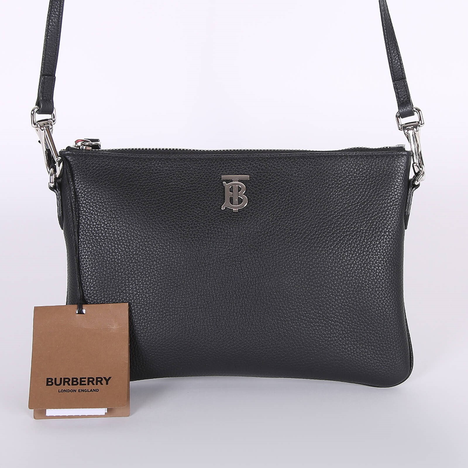 Burberry black monogram leather crossbody bag sale