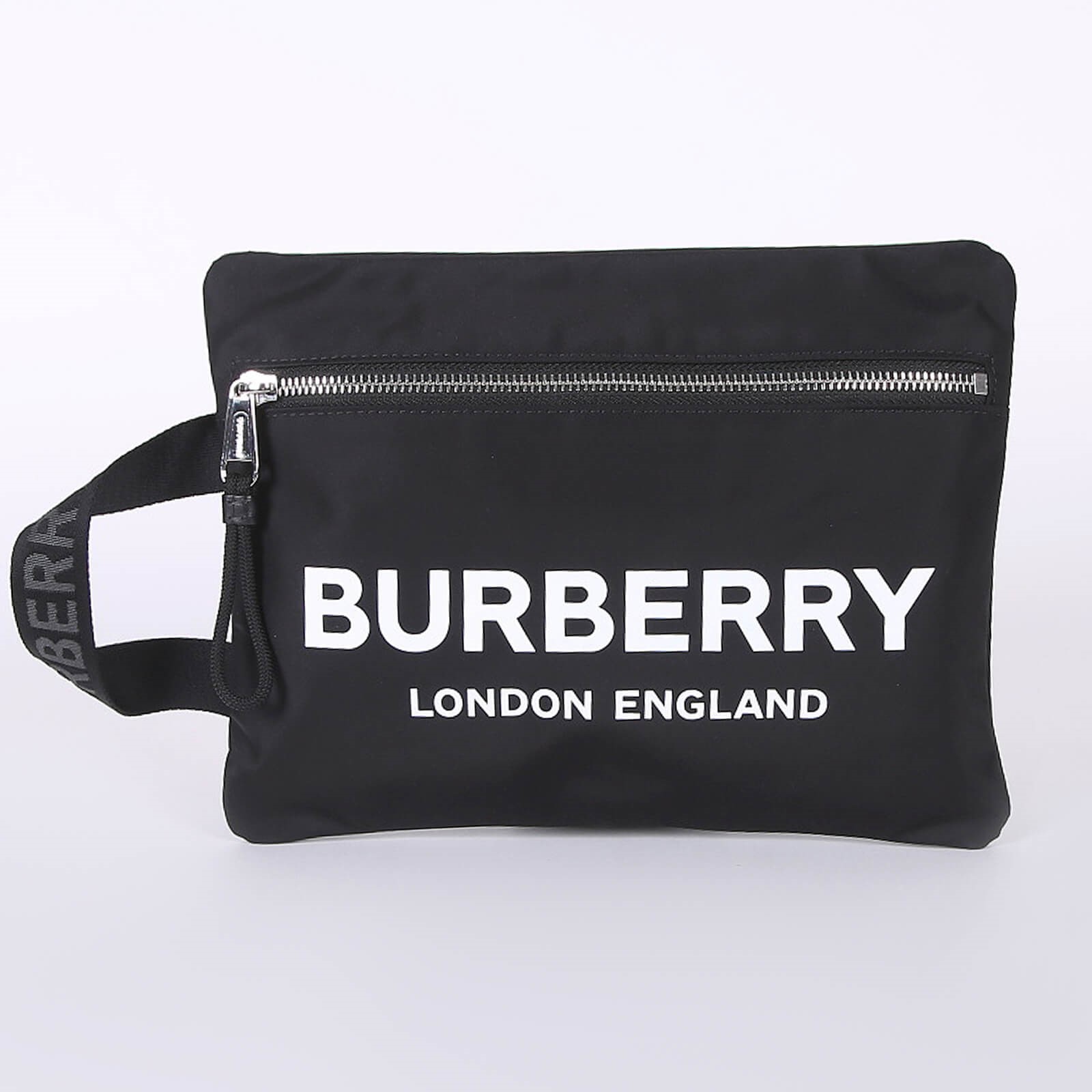 Burberry - Logo Print Nylon Handle Pouch Black | www.luxurybags.eu